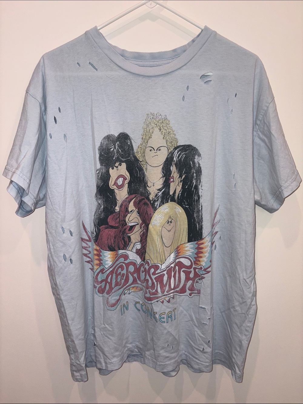 Aerosmith Graphic Tee - Light Blue Short Sleeve Shirt
